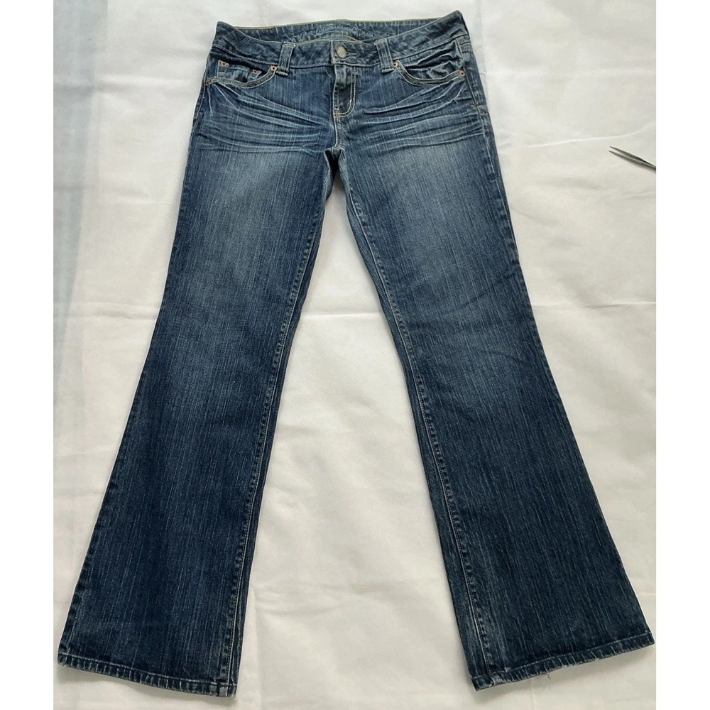 American Eagle Boyfriend 77 Jeans Womens 8 Reg Blue Distressed Bootcut Low Rise